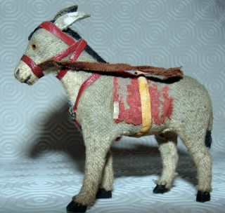 Small Santa Claus Donkey Mule Papermache Toy Figure Christmas German 1900 