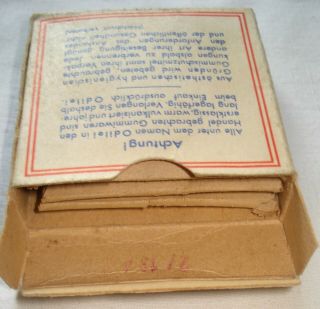 GERMAN ARMY WWII ODILEI CONDOM BOX & 3 CONDOMS - DATED 1944 COMPLETE 5