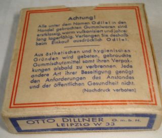 GERMAN ARMY WWII ODILEI CONDOM BOX & 3 CONDOMS - DATED 1944 COMPLETE 6