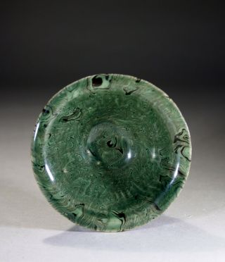 Antique Chinese Green Marbled Glazed Bowl Ming