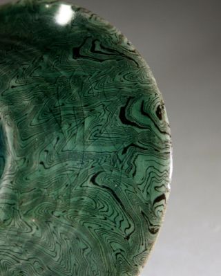 Antique Chinese Green Marbled Glazed Bowl Ming 9