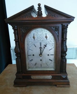 1890 Triple Chain Fusee Bracket Clock Musical Eight Bells / One Spiral Gong