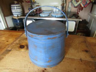 Vintage 7 1/2 " Tall Firkinsugar Bucket - Colonial Blue