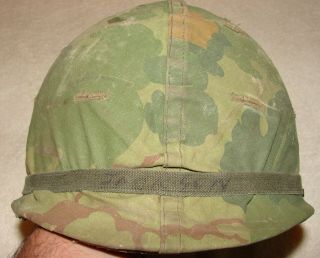 Vietnam Era Us M1 Helmet With Liner And Camouflage Cover