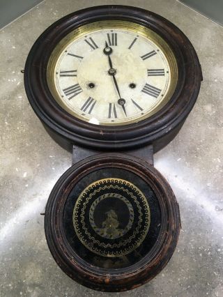 Antique Elias E.  Ingraham Clock Unusual 1861 Eight Day Time And Strike Clock.