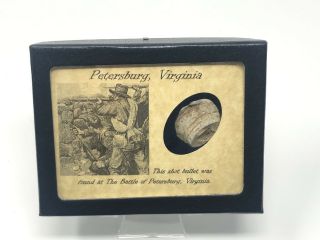 Shot Bullet Relic From Petersburg,  Virginia With Display Case And