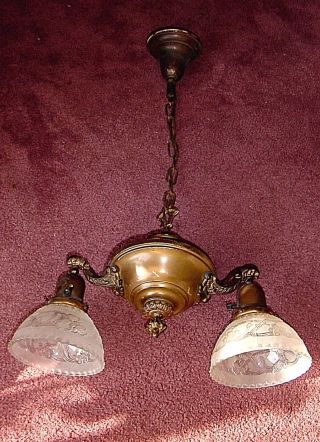 Vintage Antique Art Deco Victorian Hanging Ceiling Chandelier Pan Light Fixture
