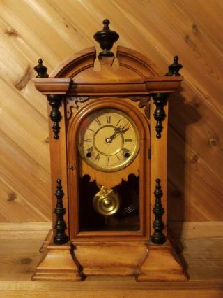 Old Antique Ingraham Carmen 8 Day Key Wind Mantle Clock Very Good Cond.