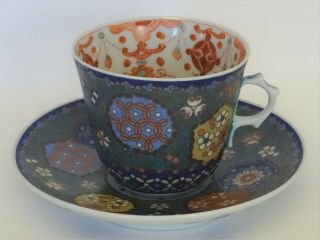 Japanese Totai Cloisonne On Porcelain Cup & Saucer C1890 Signed Seto Fuji Yoroku