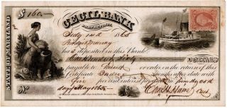 Civil War 1865 Maryland Certificate Of Deposit Cecil Bank Ornate