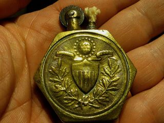 France: Wwi Us - Army Trench Art Lighter - American Eagle,  Shield With Laurel