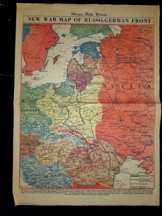 World War 2 Map - War Map Of The Russo - German Front - 8/10/44 Chicago Tribune