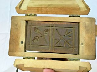 Antique Wooden Butter Mold Press - Rectagle shaped Primitive Carved wood 2