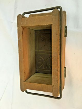 Antique Wooden Butter Mold Press - Rectagle shaped Primitive Carved wood 6