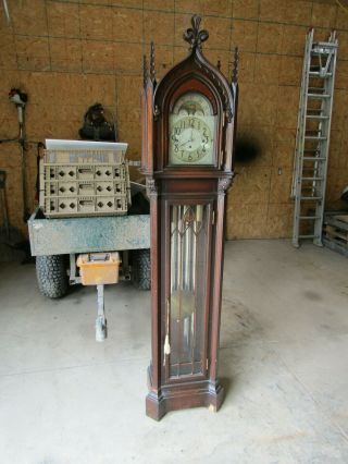 Antique 1921 Herschede Grandfather Clock 5 Tubes Fancy