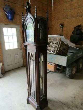 Antique 1921 Herschede Grandfather Clock 5 Tubes FANCY 7