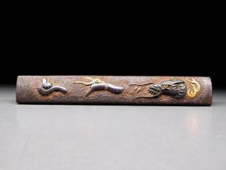 Fine Dragon Iron Kozuka 18 - 19thc Japanese Edo Samurai Antique For Koshirae F259