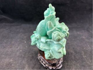 VINTAGE CHINESE CARVED TURQUOISE FIGURE HUBEI 4 3/4 
