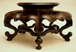 Fine Rare Large Chinese Qing Carved Hardwood Stand For Vase Bowl Etc