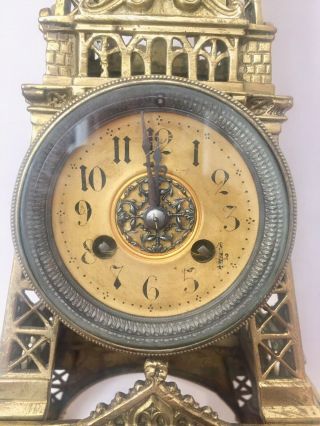 Antique Extreme Rare French Eiffel Tower Clock By A.  D.  Mougin.  1889 5