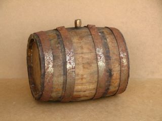 Antique Wooden Barrel Vessel Keg Canteen Flask Cask Wine Brandy Small Early 20th