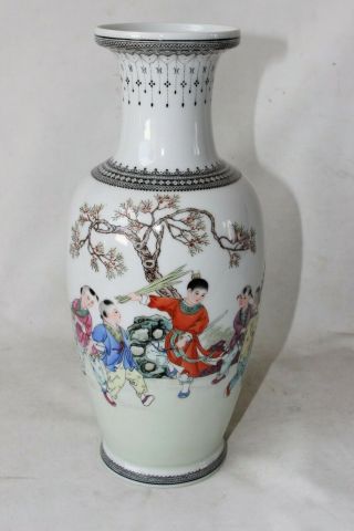Chinese Republic Vase Signed Marked Porcelain Pottery Famille Rose 1912 - 1949