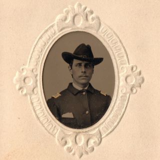 Tintype Of Civil War Soldier In Unform & Hat By Sunbeam Gallery Rochester Ny