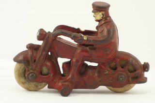 Antique A.  C.  Williams Hubley Arcade Cast Iron Cop Motorcycle Toy