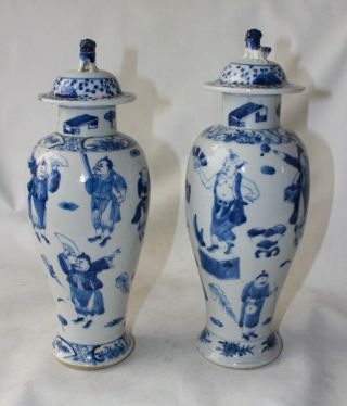 Chinese Vases Antique 19th C Century Porcelain Pottery Signed Marked Blue
