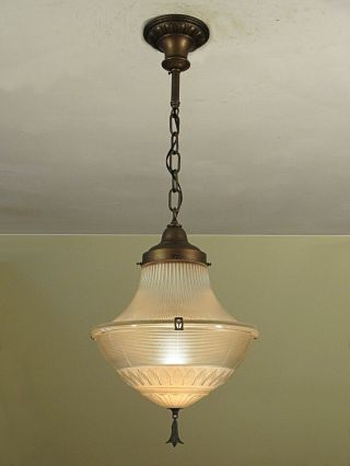 Huge Antique Signed Holophane Patd 1912 - 23 Ceiling Light Fixture - Restored