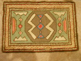 Antique Hooked Rug Made to Look Like an American Indian Weaving / 2
