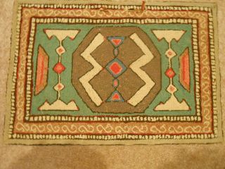 Antique Hooked Rug Made to Look Like an American Indian Weaving / 7