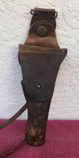 Antique Ww1 Calvary Leather M1912 Holster For Us 1911 Colt.  45 Pistol 1914