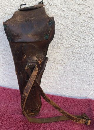 Antique WW1 Calvary Leather M1912 Holster for US 1911 Colt.  45 Pistol 1914 3