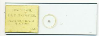 Micro Photograph Microdot Slide By J.  B.  Dancer,  Sir D.  Brewster C1860