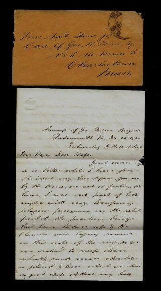 11th Hampshire Infantry Civil War Letter - Battle Of Fredericksburg Wow