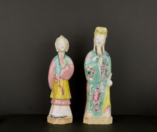 2 Late 18th Century Chinese Famille Rose Porcelain Figures