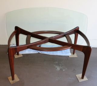 Adrian Pearsall Mid Century Modern Sculpted Solid Walnut Glass Top Dining Table