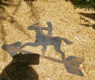 Antique Horse & Rider Weathervane About 24 " By 12 ".  Patina.  Very Old.