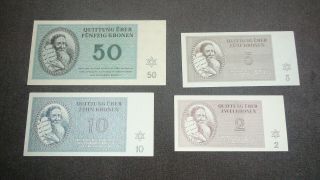 4x Old Banknote Theresiensdadt - Concentration Camp.  Czechoslovakia Germany Ww2