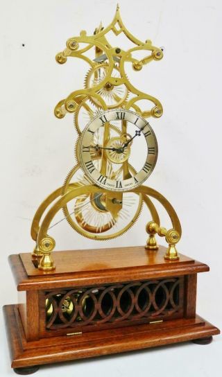 Vintage Single Fusee Skeleton Mantel Table Clock Made By Edwards Of Stourbridge