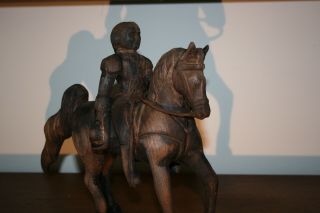 Antique General George Washington On Horseback Carving Early American Primitive