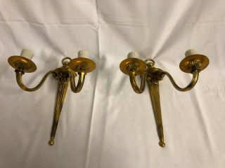 A Magnificent Large Antique Two Arm Brass Wall Sconces