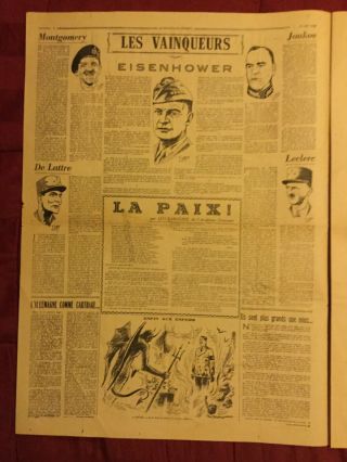 Nazi Germany Surrenders - World War II - 1945 Paris,  France Newspaper 3