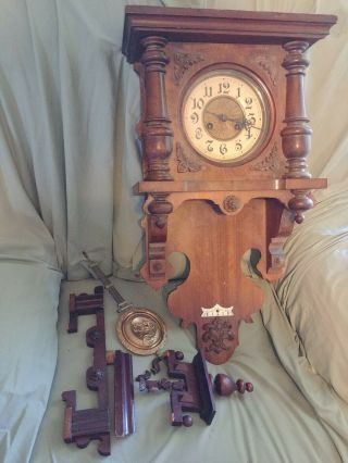 ANTIQUE GUSTAV BECKER.  WALL CLOCK parts or to fix 3