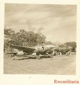 Org.  Photo: Us View Captured Camo Japanese Ki - 45 Fighter By G4m Betty Bomber