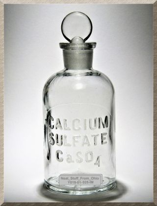 Laboratory Bottle,  Calcium Sulfate,  125ml,  Raised Lettering,  Hard To Find Bottle
