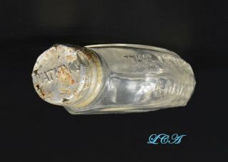 Tiny OVAL hand blown J R WATKINS antique PILL bottle WINONA MINN w/ WATKIN ' S cap 3