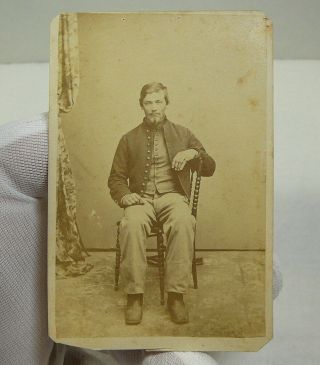 Civil War Soldier Antique Cdv Photo Vintage