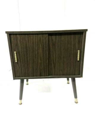 Mid Century Modern Record Cabinet Storage Vintage Wood Table Stand Vinyl Lu Van